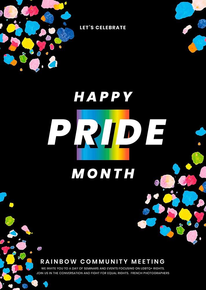 Happy pride month template vector with wax melted crayon art
