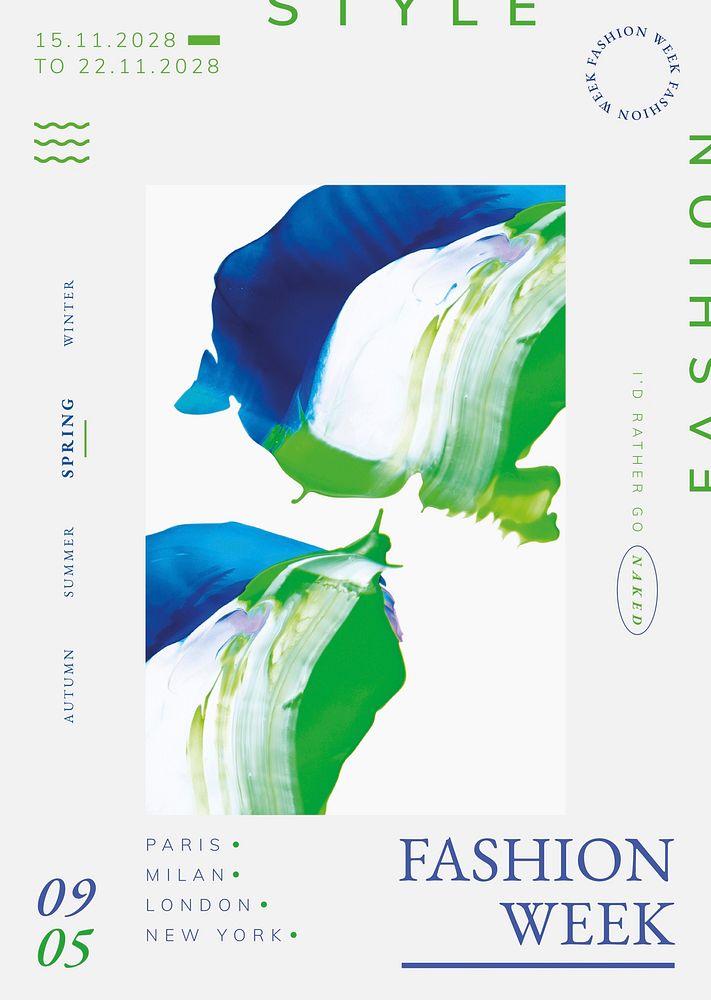 Abstract template psd, fashion week ad for poster