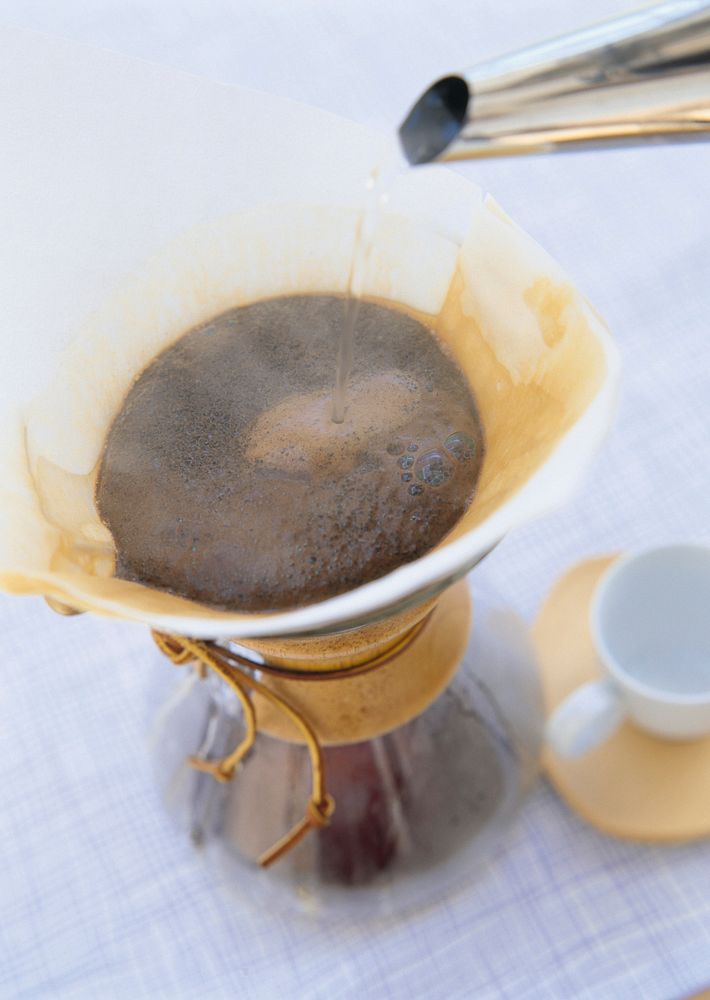 Free making brewed coffee dripping filter photo, public domain beverage CC0 image.