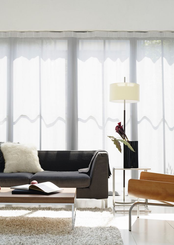 Modern Living Room Design Sofa Lamp And Curtain
