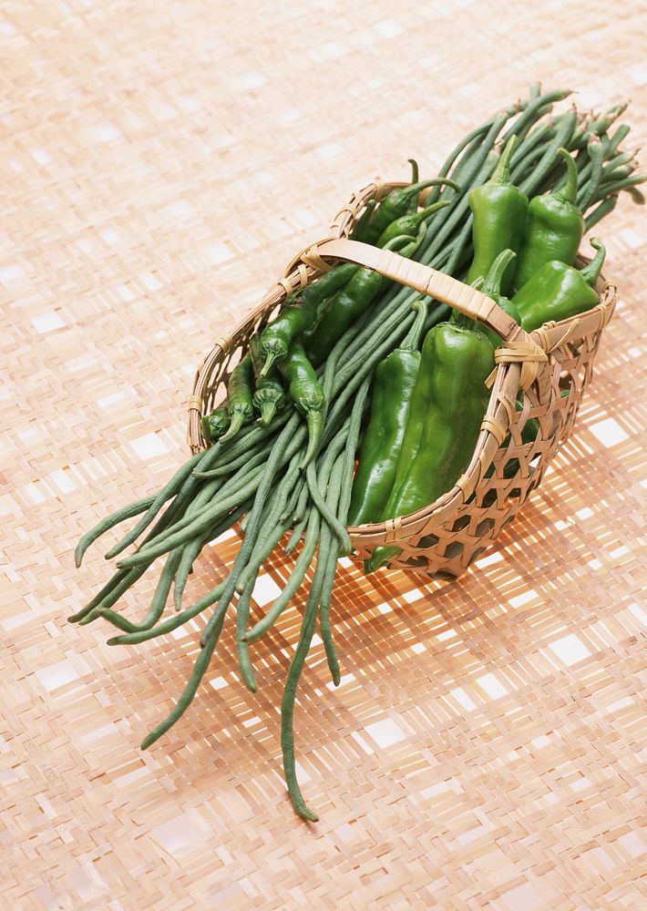 Green Hot Pepper In Basket