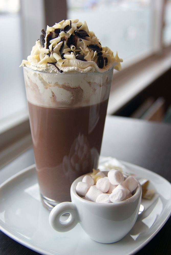 Free chocolate drink & whipped cream photo, public domain food CC0 image.