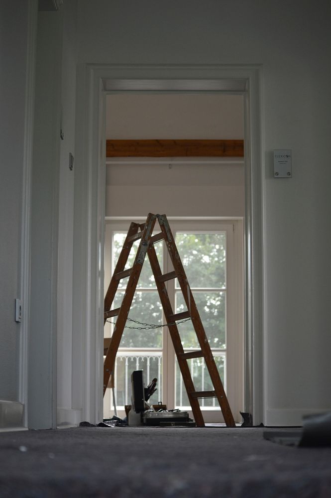 Free ladder inside a house public domain CC0 photo.