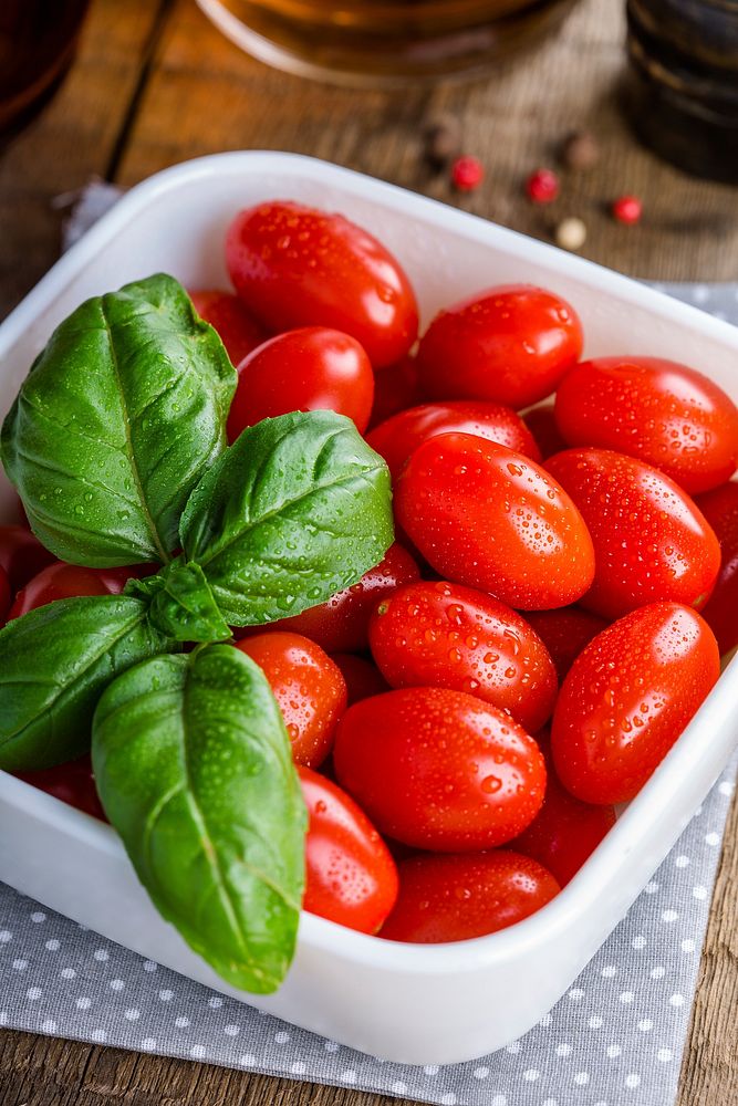 Free cherry tomatoes in bowl image, public domain CC0 photo.