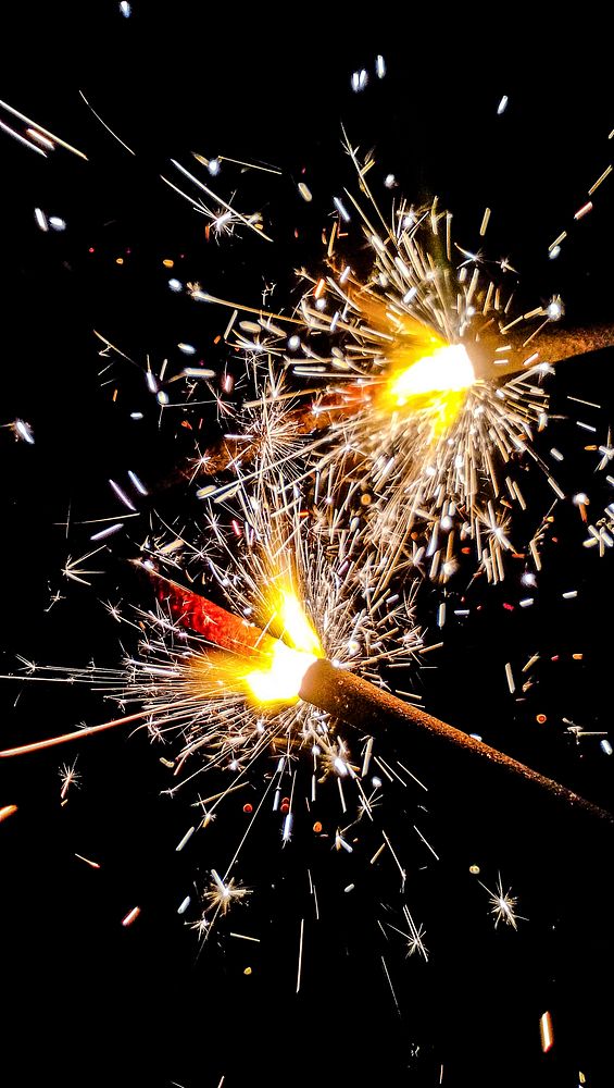 New year celebration, fireworks in black sky, free public domain CC0 photo.