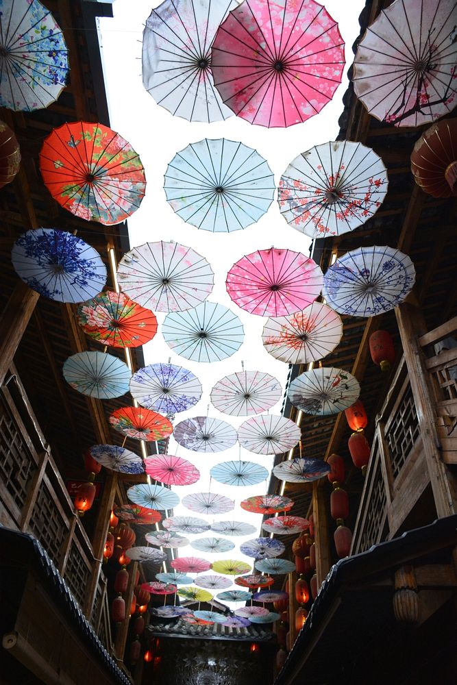 Free oiled paper umbrella in China image, public domain travel CC0 photo.
