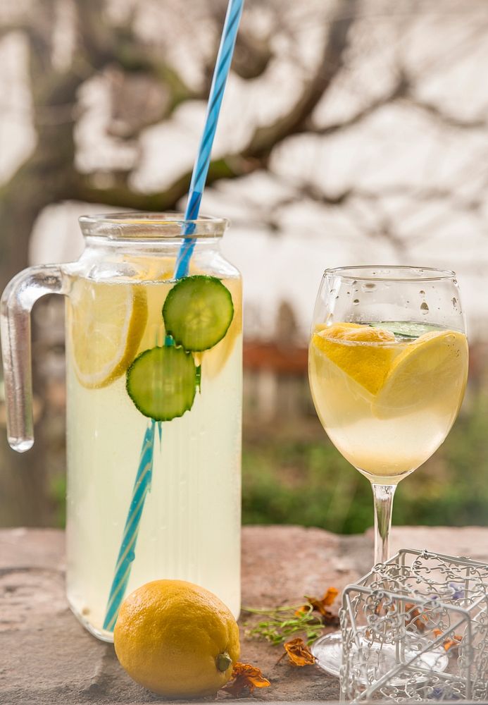 Free lemon juice glass image, public domain drink CC0 photo.