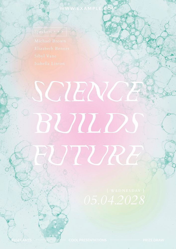 Bubble art science template vector show aesthetic ad poster
