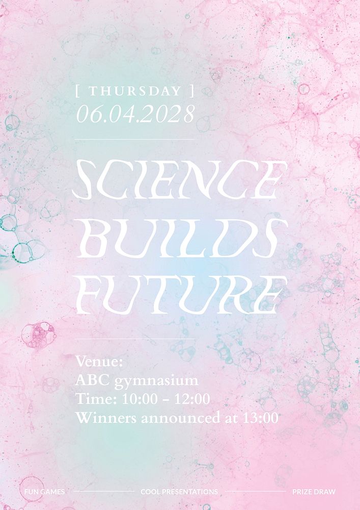 Bubble art science template psd fair aesthetic ad poster