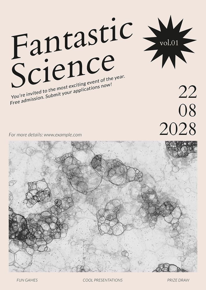 Bubble art science template psd fair aesthetic ad poster