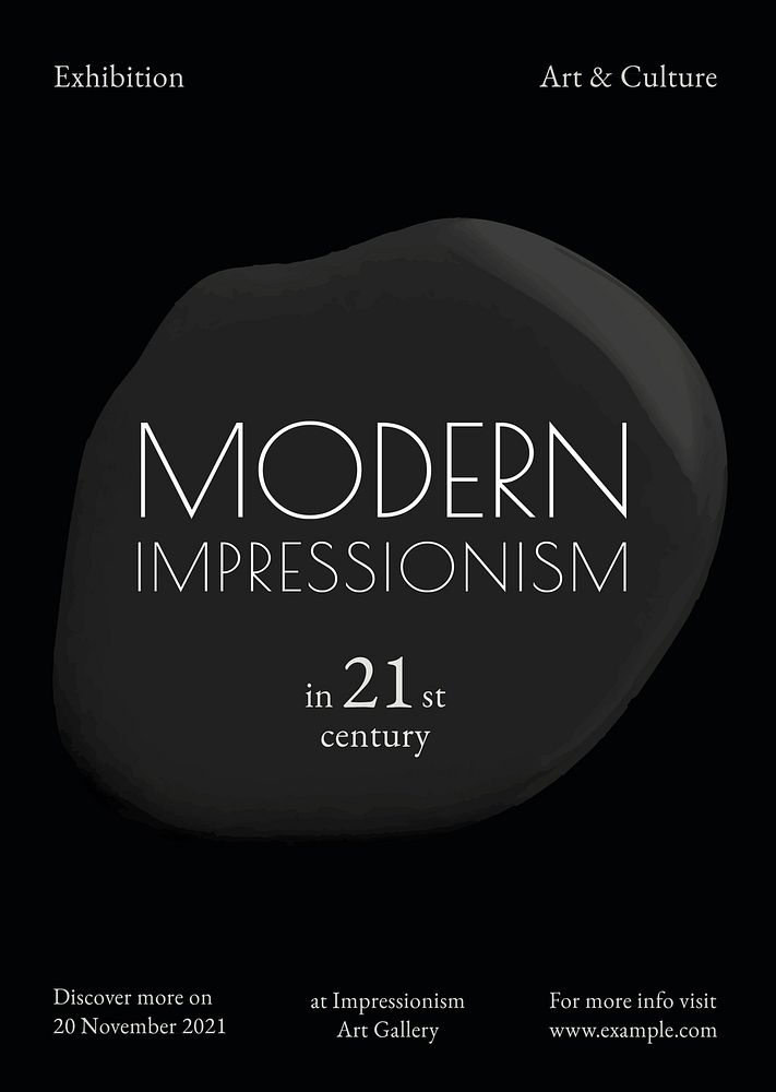 Modern impressionism template psd black paint abstract ad poster