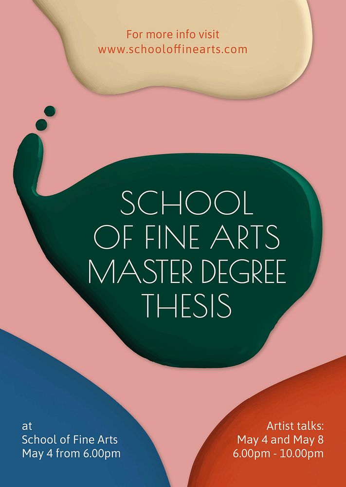 Fine arts school template vector color paint abstract ad poster