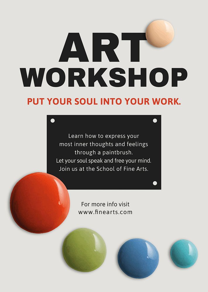 Art workshop template vector color paint abstract ad poster