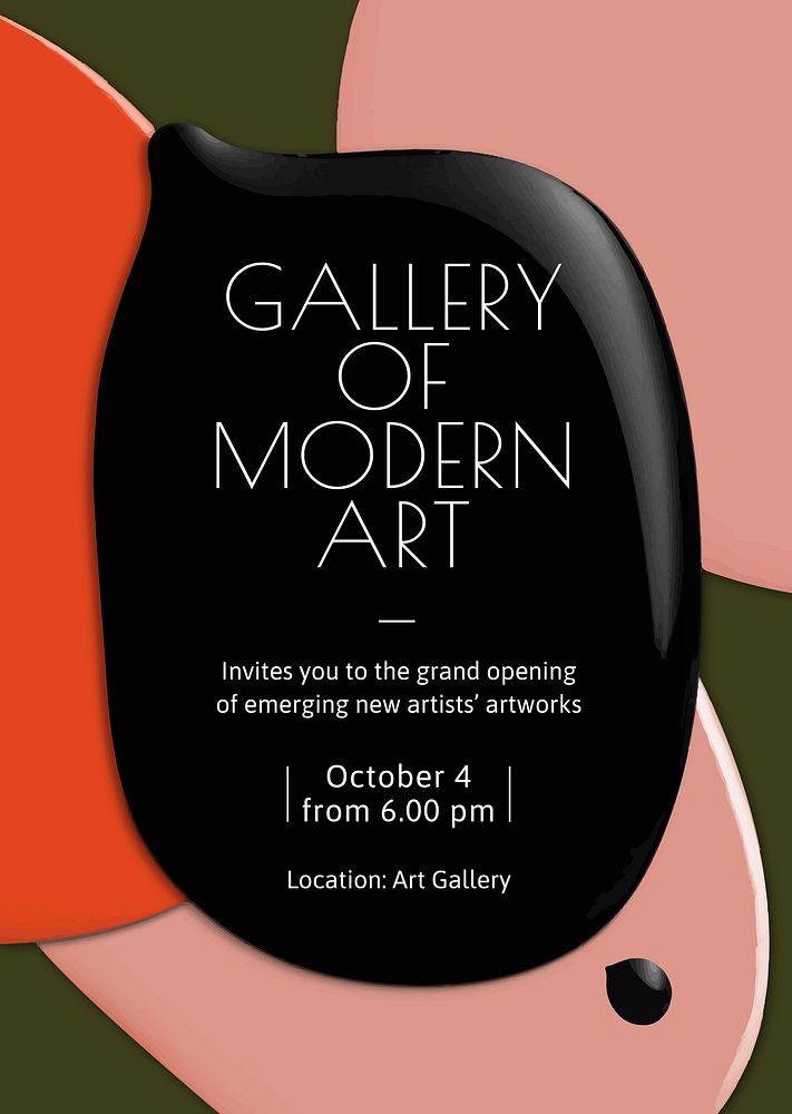Modern art gallery template vector color paint abstract ad poster