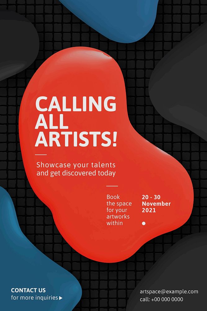 Calling all artist template vector color paint abstract ad poster