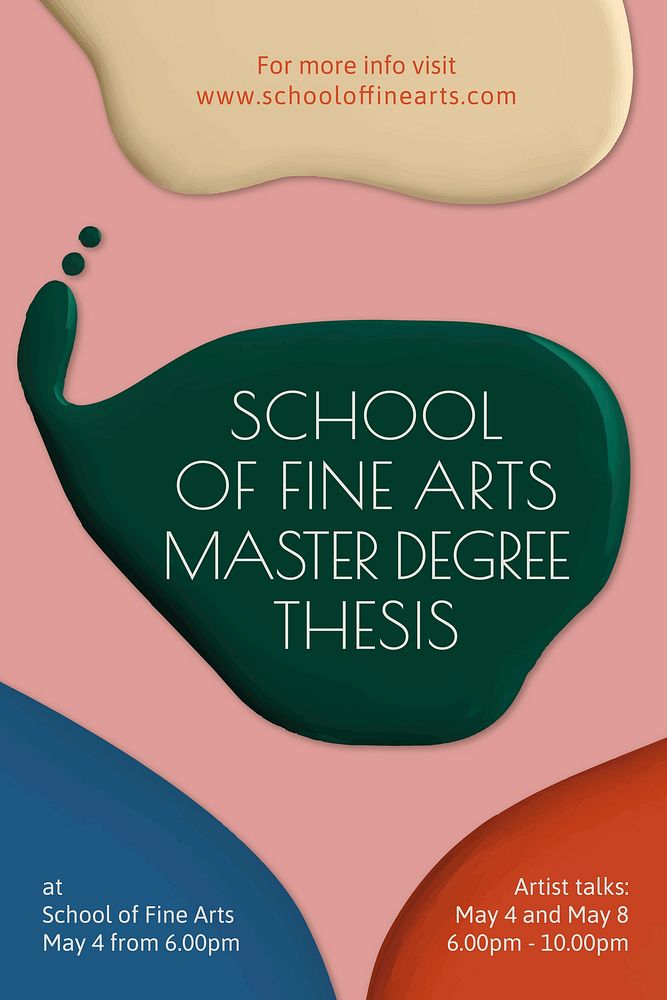 Fine arts school template vector color paint abstract ad poster