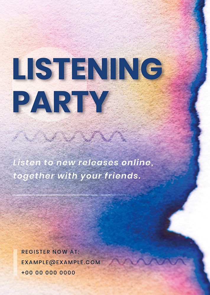 Listening party colorful template vector in chromatography art ad poster
