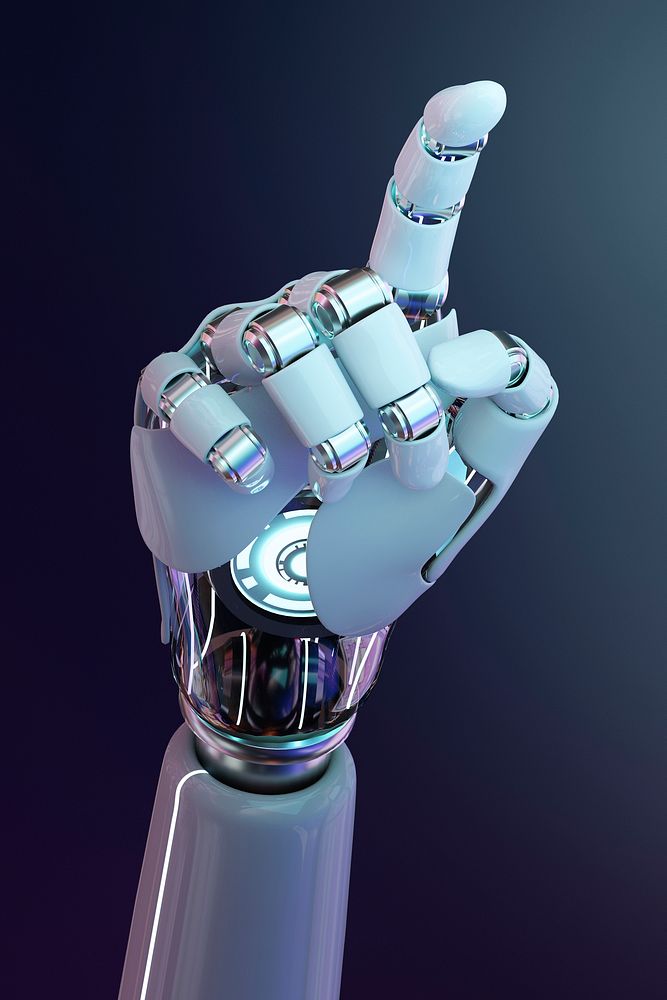 Robot hand finger pointing, psd AI technology