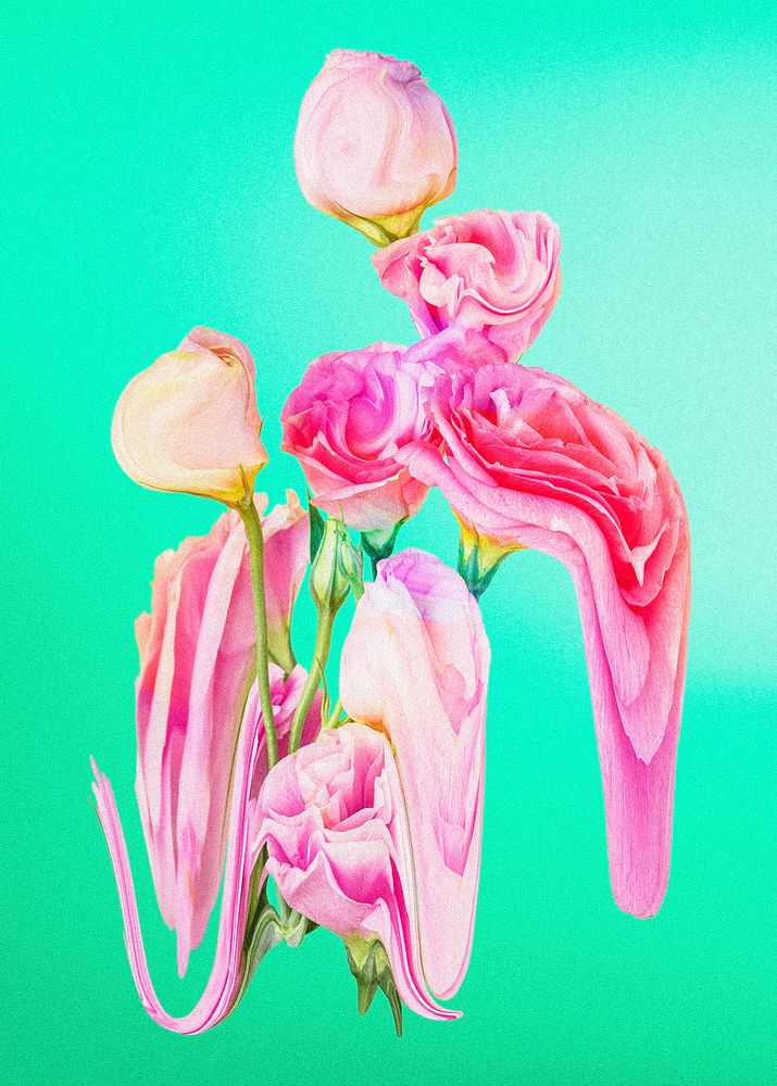 Rose PSD flower sticker, pastel color trippy psychedelic art