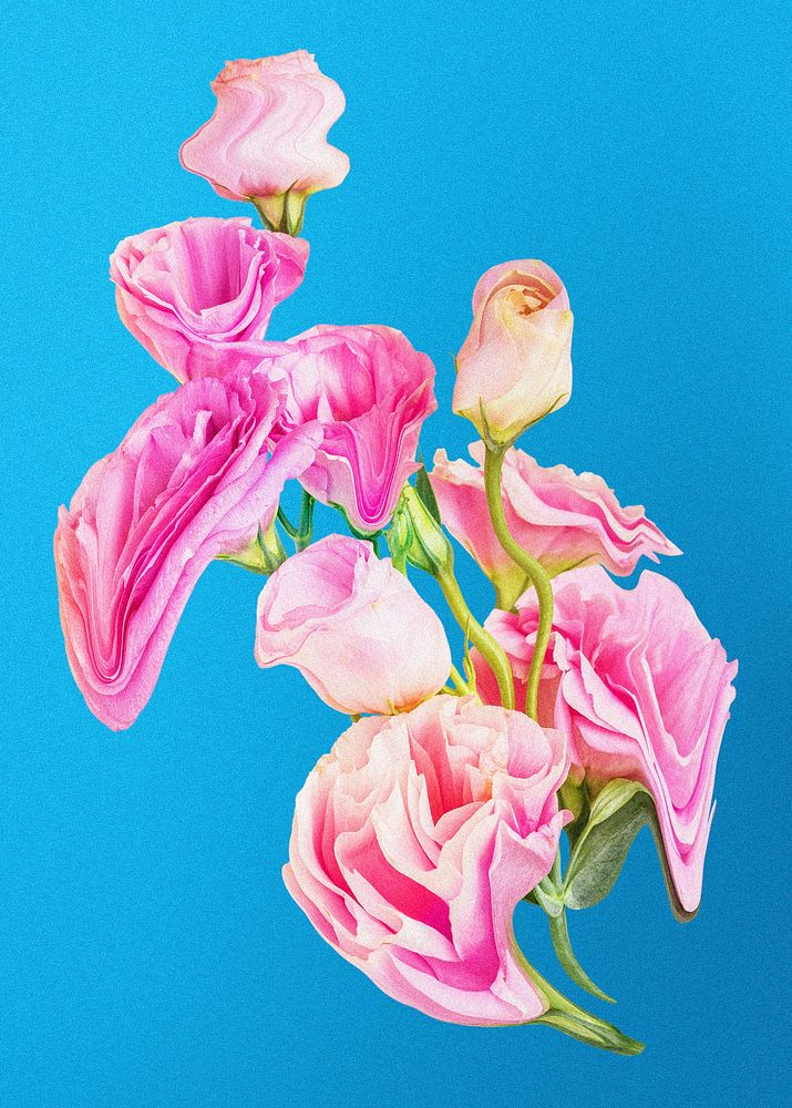 Rose PSD flower sticker, pastel color trippy psychedelic art