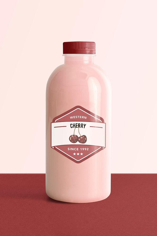 Milk plastic bottle mockup psd with label product packaging