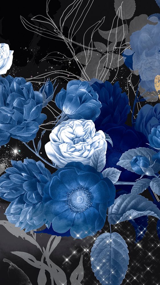 Flower phone wallpaper background, aesthetic design, remixed from vintage public domain artwork 