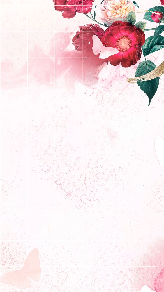 Flower phone wallpaper background, aesthetic design vector, remixed from vintage public domain images