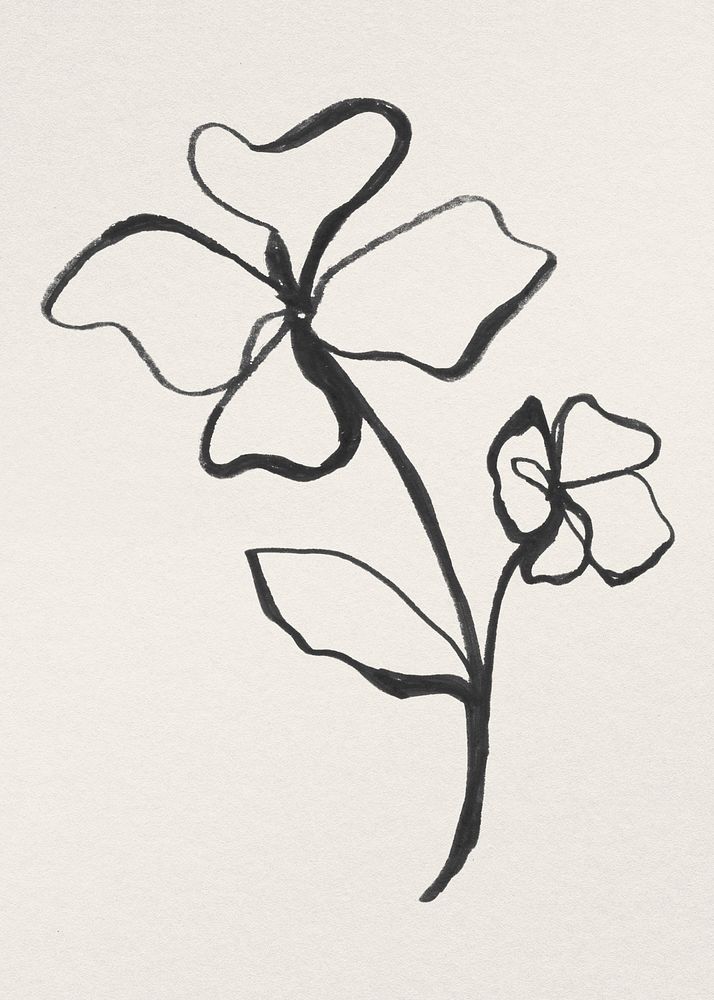 Flower ink illustration psd, remixed from vintage public domain images
