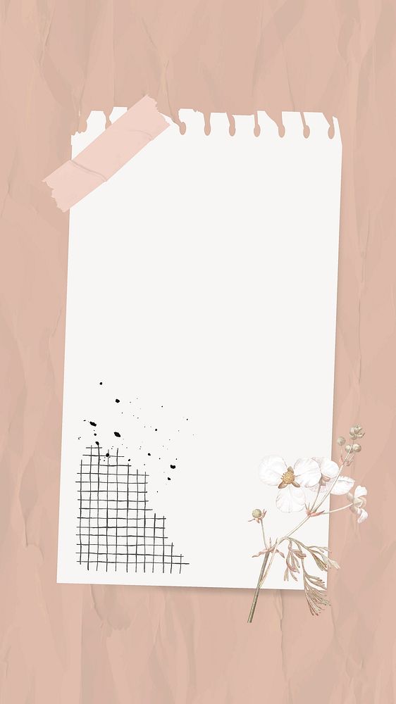 Digital note vector paper note collage with flowers