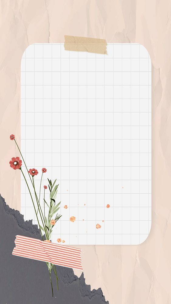 Sticky note vector paper sheet collage with flowers