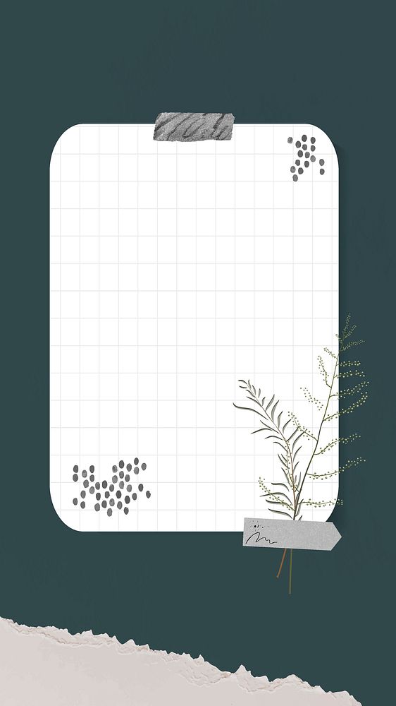 Digital note vector instant photo frame collage with grid paper