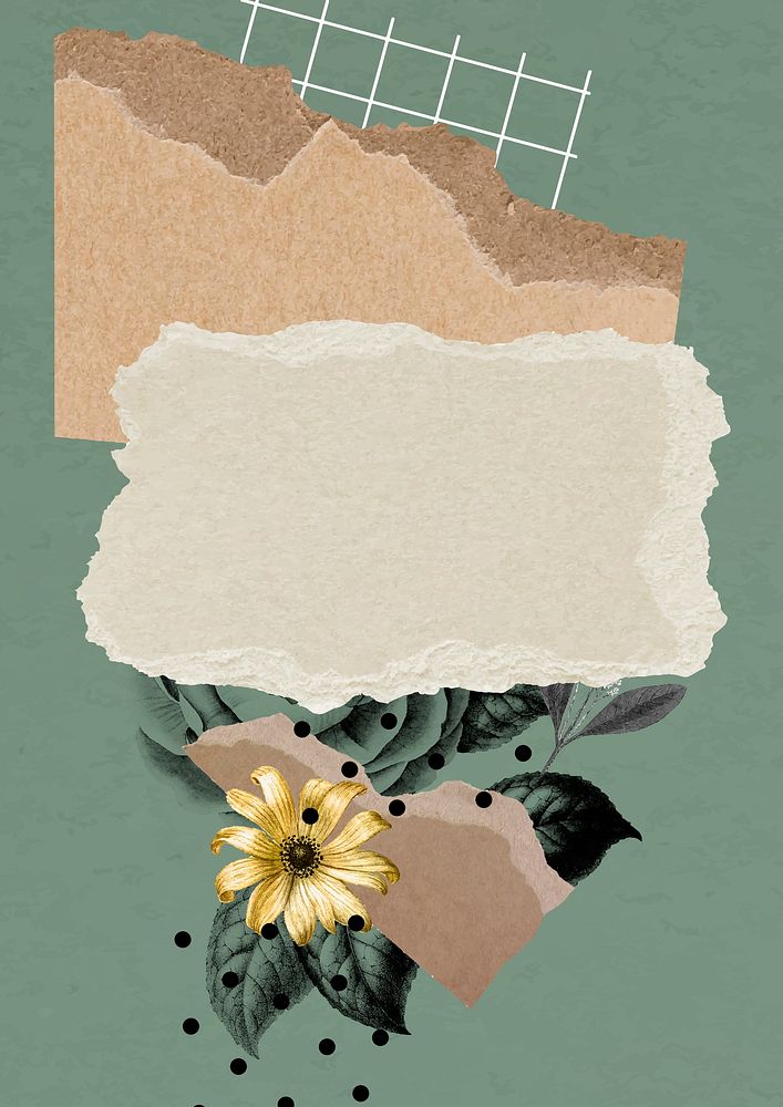 Collage wallpaper illustration ripped paper background, vector paper texture with design space