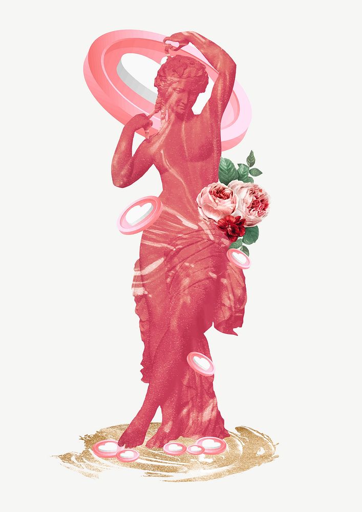 Feminine collage vector, love illustration mixed media art