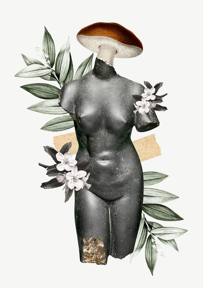 Collage vintage feminine illustration vector, antique mixed media art