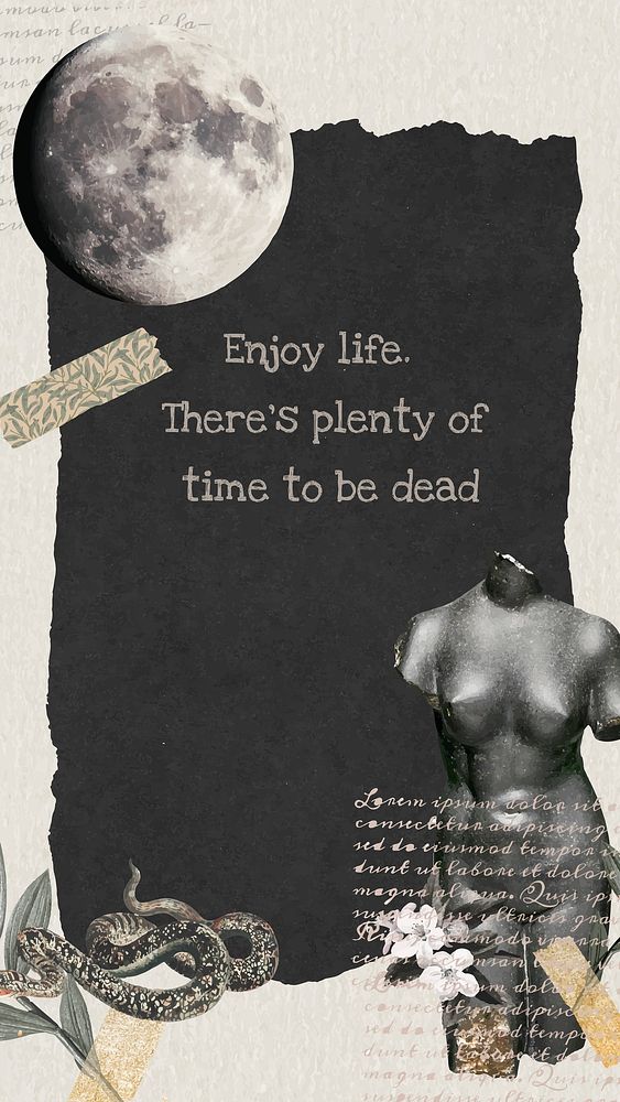 Collage template dark aesthetic vector, enjoy life quote