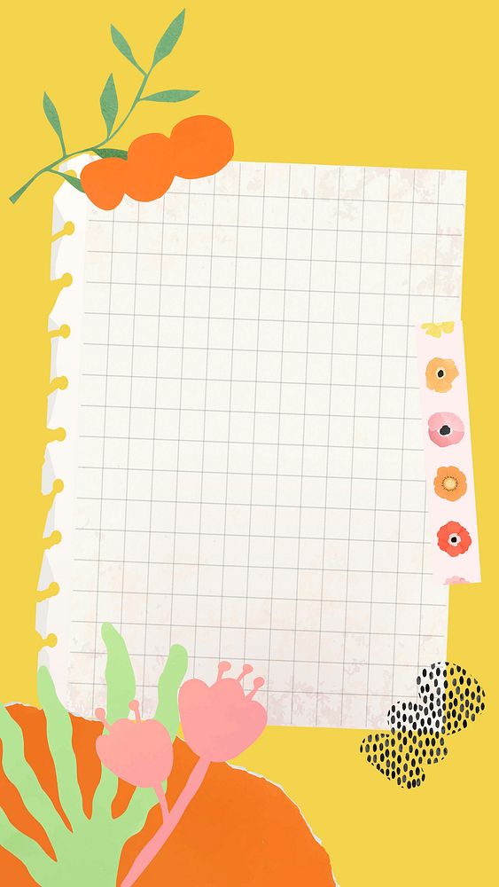 Instagram story background, paper note vector with abstract flower