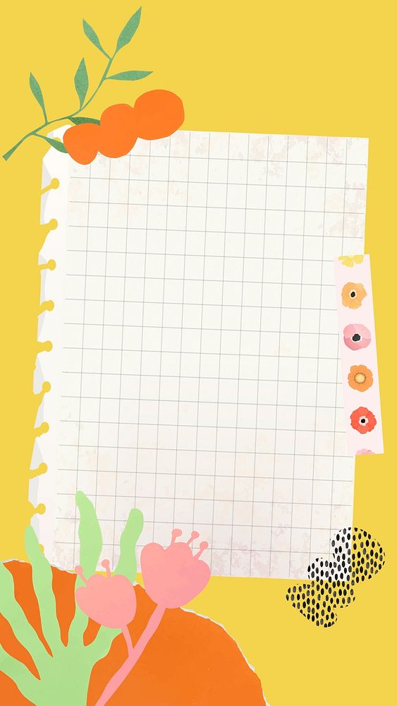 Instagram story background, paper note psd with abstract flower