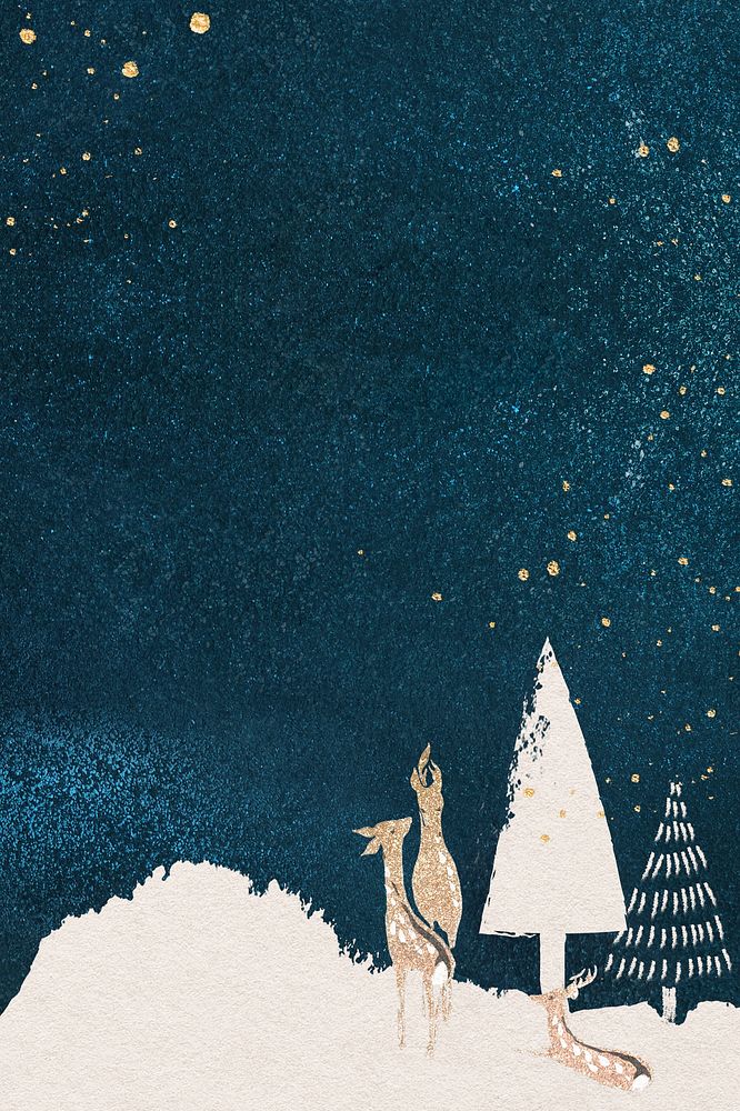 Winter night background, dark blue holiday design