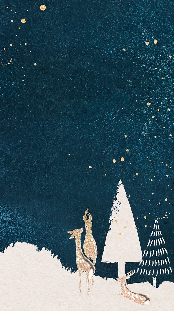 Christmas Eve iPhone wallpaper, aesthetic glitter & watercolor vector design