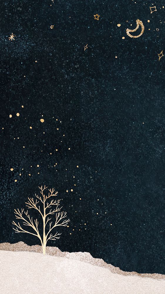 Christmas Eve iPhone wallpaper, aesthetic glitter & watercolor vector design