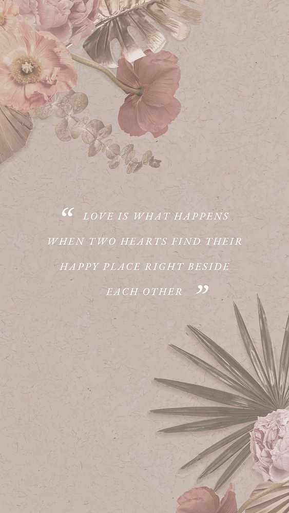 Quote Instagram story template, Love is what happens when two hearts find their happy place right beside each other, vector