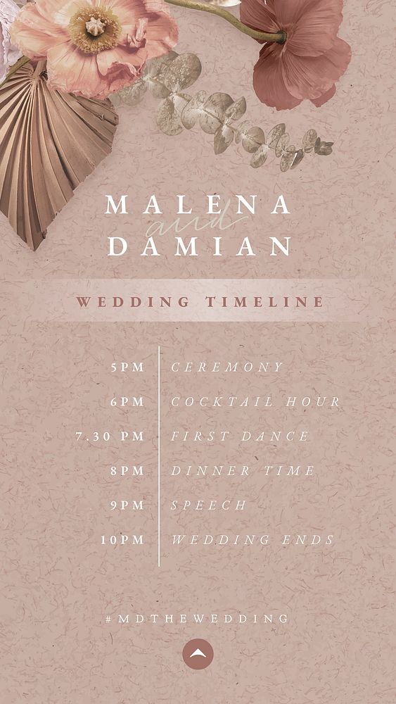 Wedding timeline Facebook story template, aesthetic floral design vector