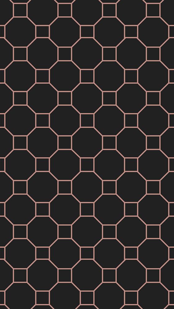 Geometric pattern mobile wallpaper, black hexagon