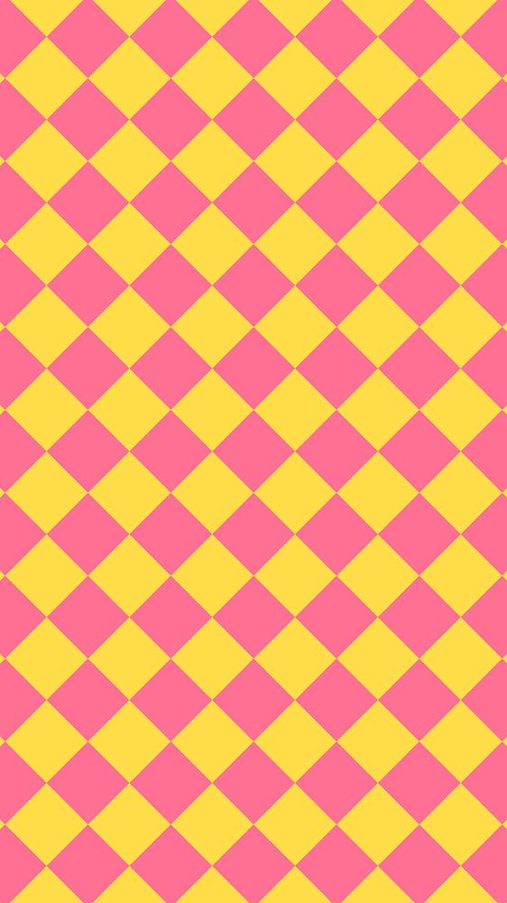 Pink check pattern phone wallpaper, geometric design
