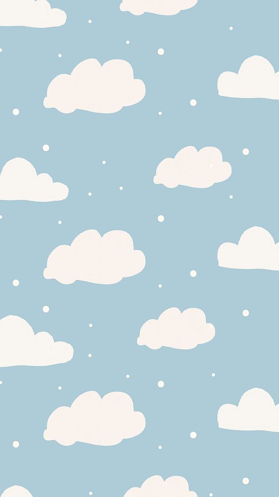 Blue cloud pattern phone wallpaper, cute weather