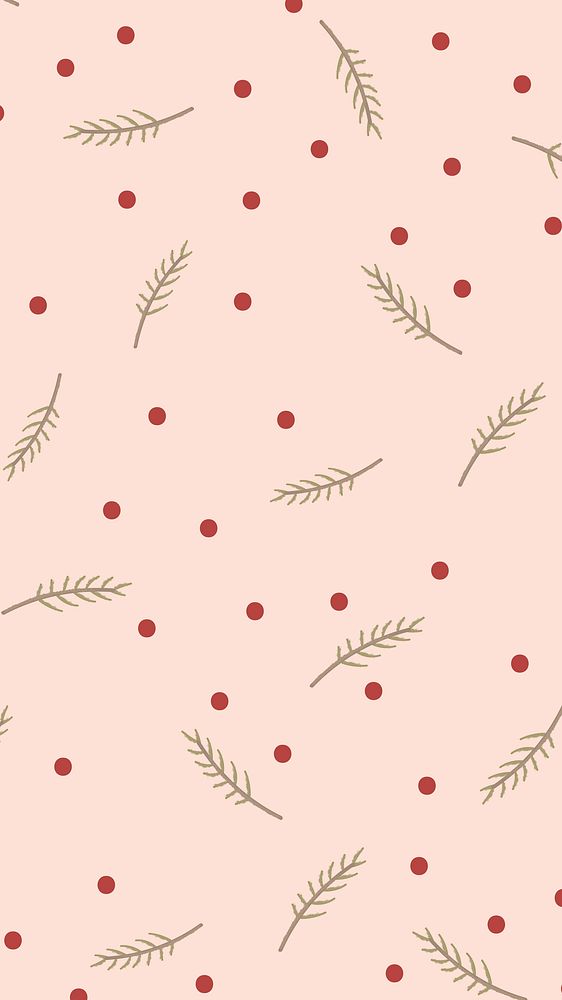 Pink winter mobile wallpaper, Christmas pattern