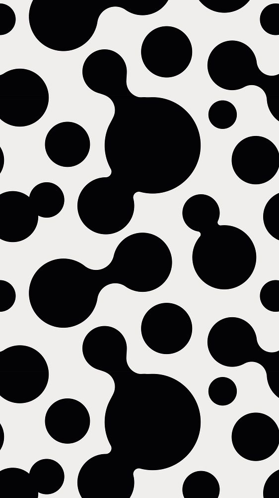 Abstract shape pattern mobile wallpaper, circle liquid in black