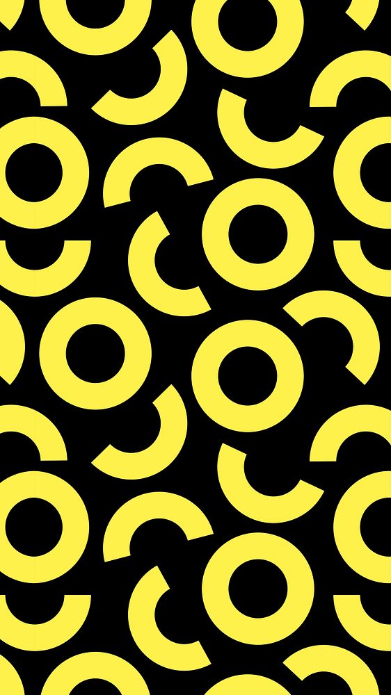 Yellow abstract pattern iPhone wallpaper, geometric black