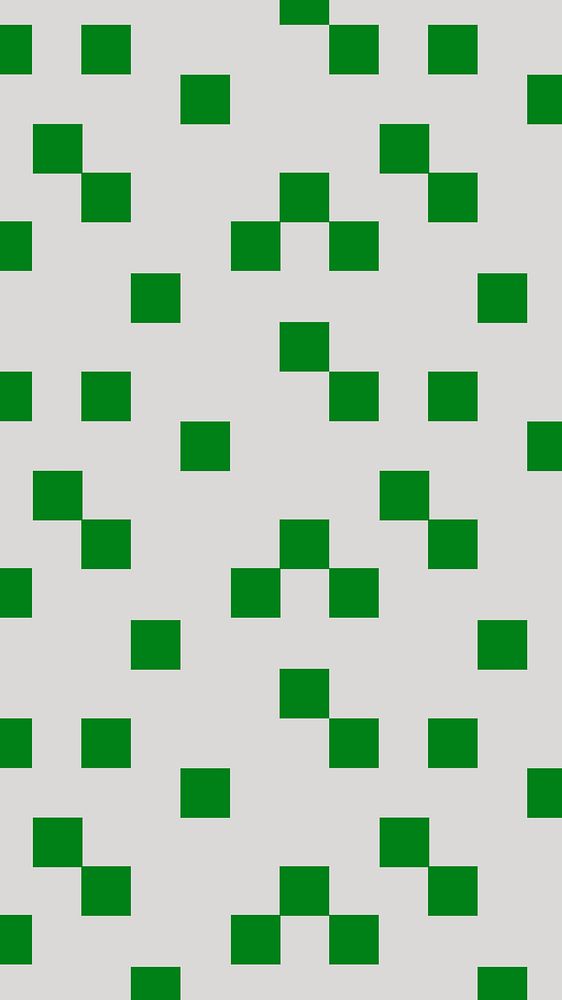Square pattern phone wallpaper, green geometric