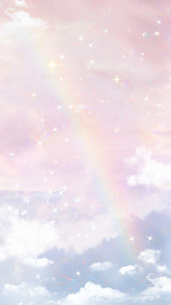 Pastel rainbow sky mobile wallpaper, aesthetic glitter design
